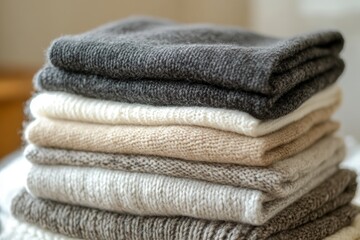 Stack of Cozy Knitwear in Neutral Tones