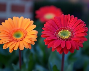 Colorful Gerbera Daisies Bloom in a Garden