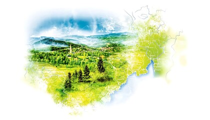 Fototapeta premium Alpine Village Map Overlay.