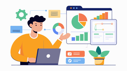 An app developer uses data analysis to create a userfriendly interface that caters to the preferences and behaviors of their target audience.. Vector illustration