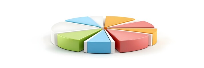 Obraz premium Vibrant three dimensional pie chart displaying segmented data with visually engaging motion effects designed for financial reporting and strategic decision making