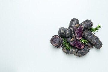 Concept of unusual vegetable - purple potato vegetable