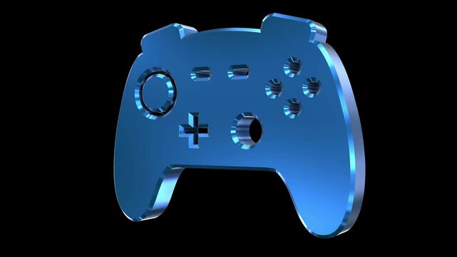 Game Controller XB Shiny Rotating 3D Icon 4K 60fps Looping Apple ProRes with Alpha Channel Change Color with Hue Effect