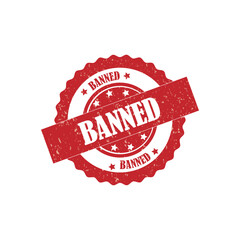 Banned stamped grunge stamp, grunge red banned word with star icon rubber seal stamp. Grunge rubber stamp with word Banned vector.