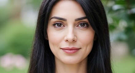 Fototapeta premium Portrait of a Woman with Natural Beauty and Calm Expression, Ideal for Lifestyle and Beauty Concepts
