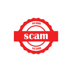Obraz premium Scam Alert Rubber Stamp Seal Vector. Red Scam Warning phrase seal stamp with unclean, watermark surface vector.