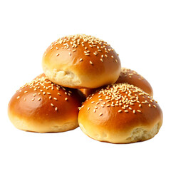 Golden hamburger buns with sesame seeds isolated on transparent background. Perfect for food menus, burger ads, and bakery promotions. Fresh, appetizing and culinary.