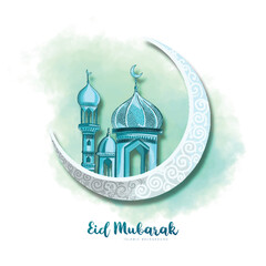 Decorative eid moon for holy festival card design