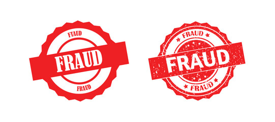 Fraud Stamps Seal set vector. Red rubber stamp with text fraud. Red Grunge Fraud rubber seal stamp vector.