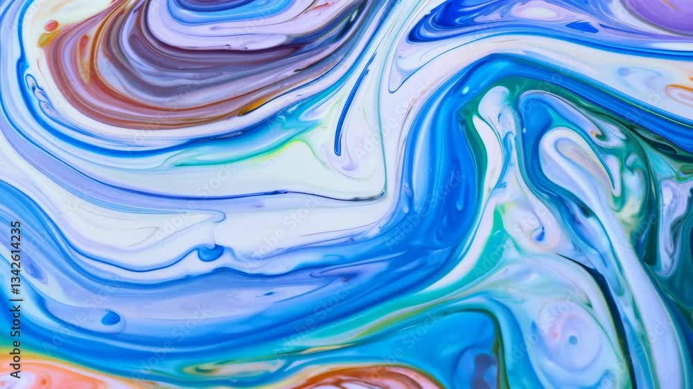 Poster abstract colorful liquid swirls flowing pattern paint texture in motion 4k.