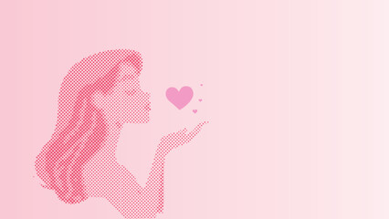 Dot shape of a woman giving a kiss in the air