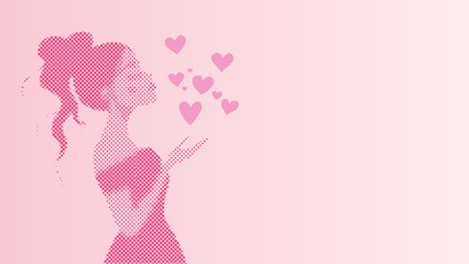 Dot shape of a woman giving a kiss in the air