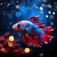 Fototapeta premium an AI Image Generator, Colorful Betta Fish Swimming Gracefully Against