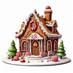 an AI Image Generator, Festive Gingerbread House with Christmas Decorations