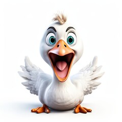an AI Image Generator, Goose With Amazed Expression and Open Beak Facing Forward