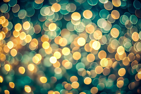 Abstract blur decoration ball and light string on christmas tree with bokeh light background.winter holiday seasonal