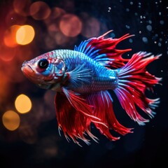 Fototapeta premium an AI Image Generator, Colorful Betta Fish Swimming Gracefully Against