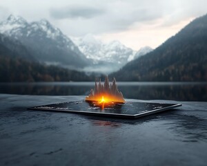 Data Peak: Mountain Lake Sunrise.