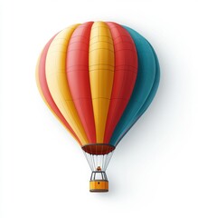 Fototapeta premium Vibrant Hot Air Balloon in Midair with Bright Colors for Adventure and Travel Themes, Perfect for Posters and Travel Blogs