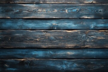 Fototapeta premium Dark blue stained wood planks create a rustic background. Ideal for texture and design projects.