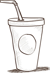 Vector sketch hand drawn illustration of a cup of soft drink