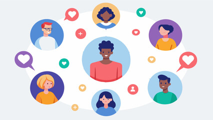 Fototapeta premium A platform for individuals experiencing loneliness to connect with others and form meaningful relationships through shared interests and experiences.. Vector illustration
