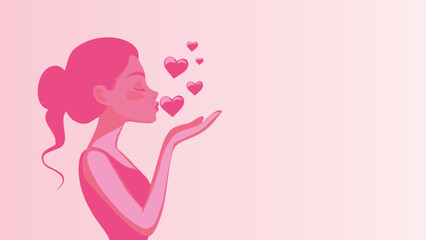 A woman giving a love kiss in the air