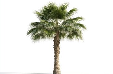 Single palm tree isolated on white background.