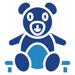 Teddy Bear dual tone blue color icon, related to education, kids and baby, kindergarten theme. Use for print, digital concept, UI, UX kit, web and app development.	