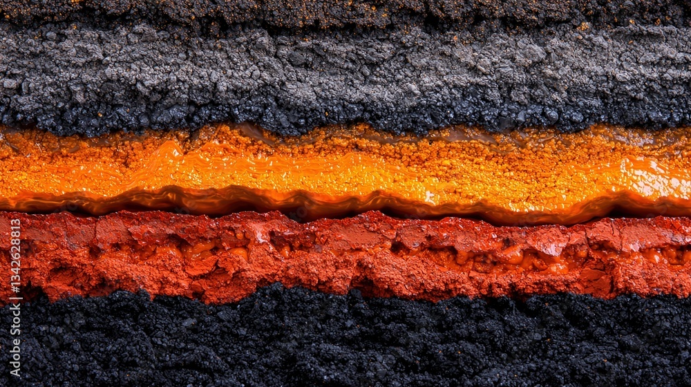 Poster deep earth layers concepts. textured layers of earth displaying vibrant colors and contrasts.