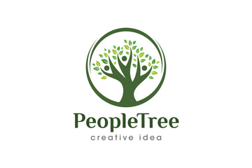 Creative People Tree Logo Design Template