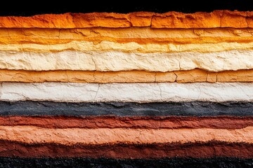 Deep Earth Layers Concepts. Stratified layers of earth in various warm colors.