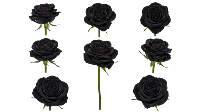 Black Roses isolated on transparent background