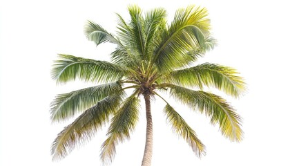 Lush green coconut palm tree isolated on white background. (2)