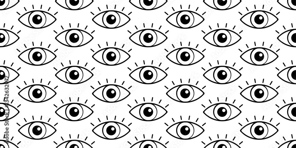 Aufkleber pattern with eyes. black and white pattern with large eyes, seamless.