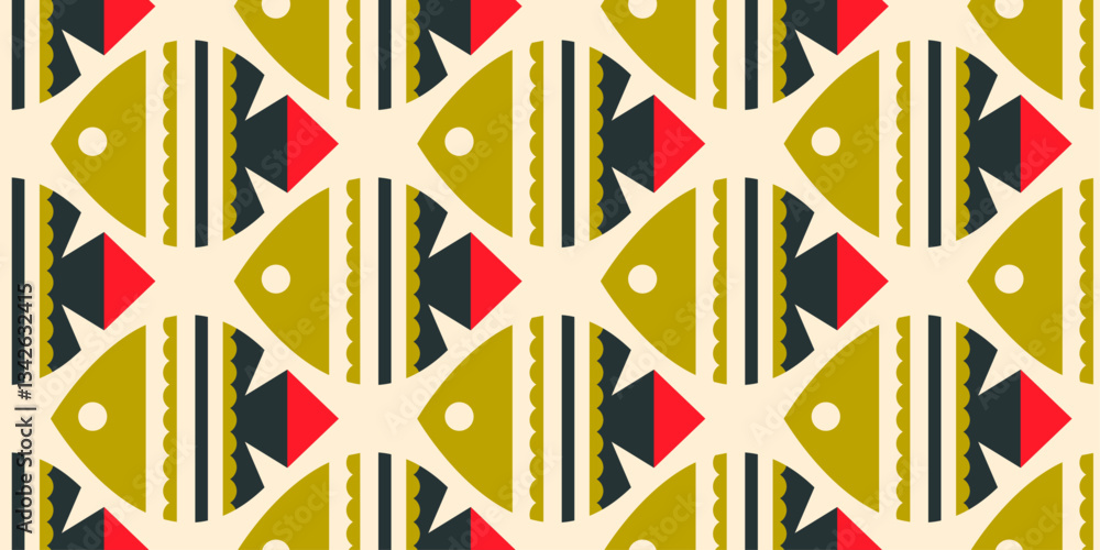 Poster Abstract and simple fish. Vector pattern with fish.