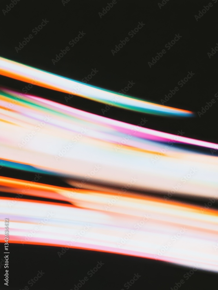 Poster colorful light trails streak across a dark background, creating a captivating abstract design.