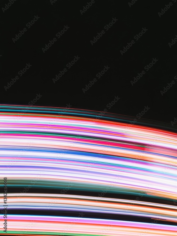 Poster energetic multicolored light trails create a captivating abstract with motion and futuristic feel.