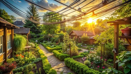 Obraz premium Lush Garden at Sunset