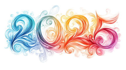 Fototapeta premium Vibrant 2025 Digital Art – Futuristic and Abstract New Year Graphics 