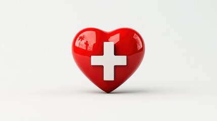 Fototapeta premium Red Heart with Medical Cross Symbol for Health and First Aid