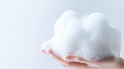 woman hands with soap bubbles