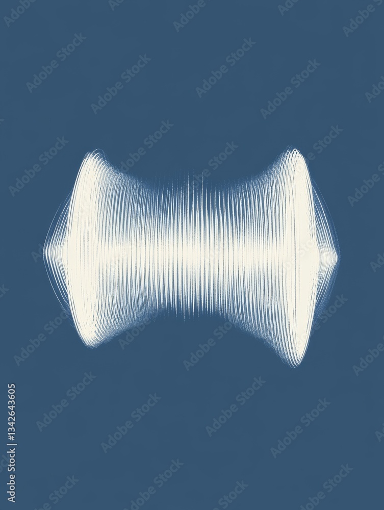 Aufkleber symmetrical white waveform undulates against a blue background, creating a visually dynamic abstract