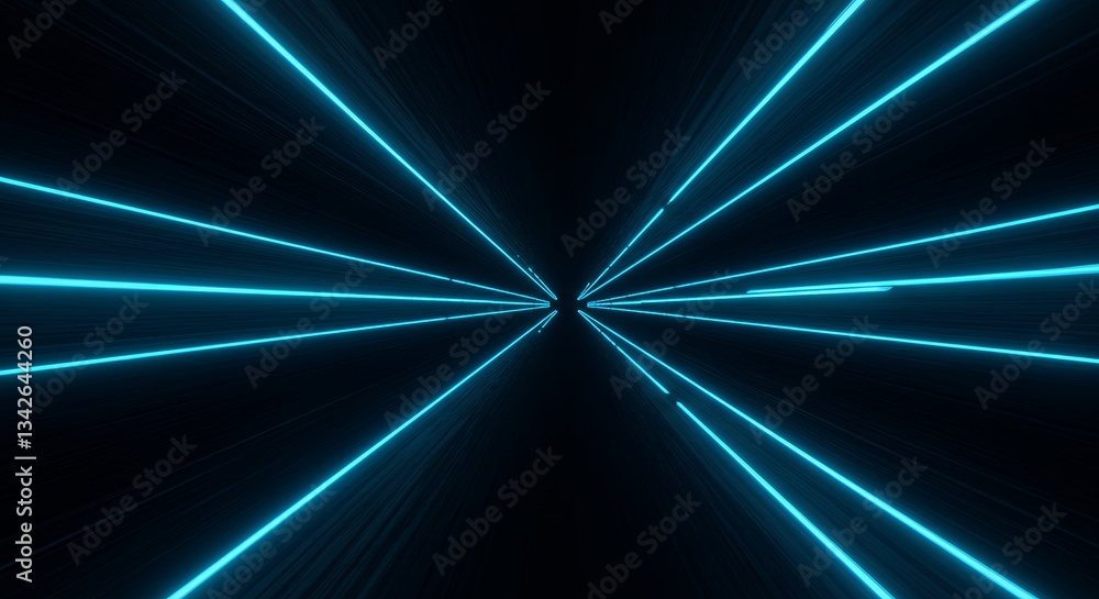 Poster glowing neon lines tunnel visual abstract background with futuristic design