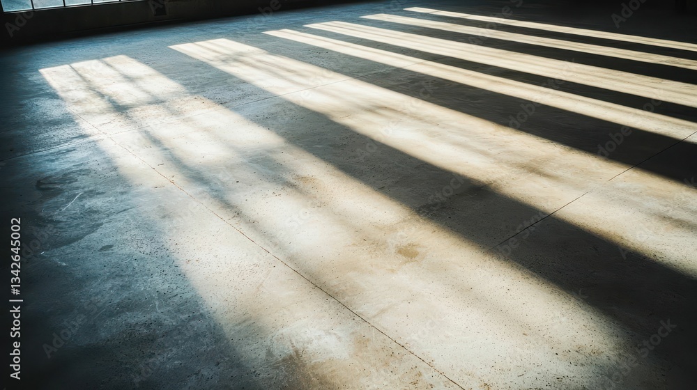 Aufkleber empty warehouse with cool moody light creating unique shadow effects