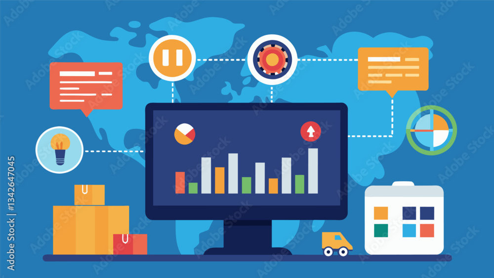 Poster an interactive supply chain dashboard populated with live data showing the movement of goods across 