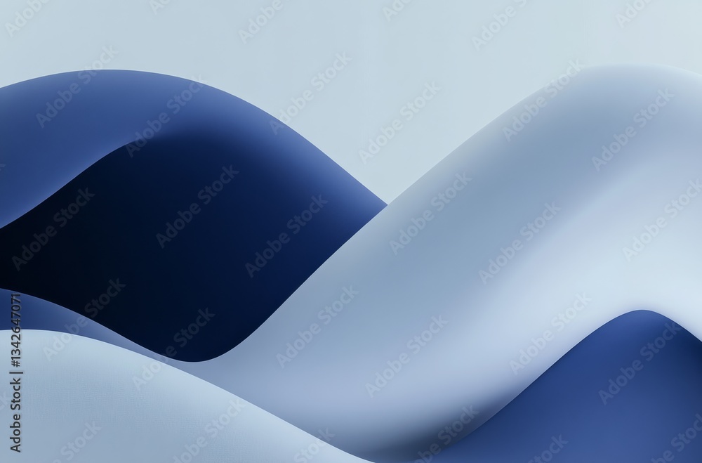 Poster elegant blue and white abstract waves creating a smooth, modern, and visually dynamic background.