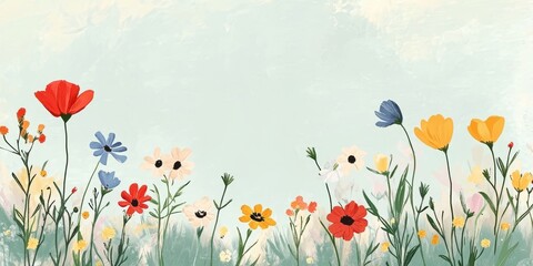 Fototapeta premium Charming Spring Wildflowers Poster or Floral Art