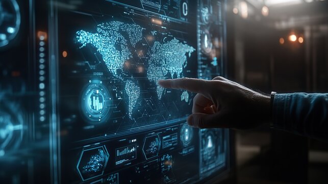 Global digital connection concept shows people using technology for business communication