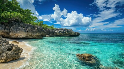 Obraz premium Serene Cove on an Island with Crystal Clear Turquoise Water
